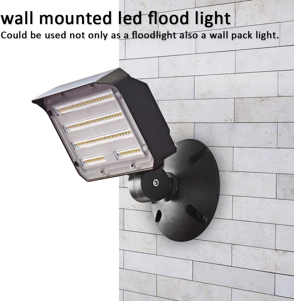60W LED Knuckle Mount Flood Light, Outdoor Security Floodlights Fixture with Base, Dusk-to-Dawn Photocell Daylight