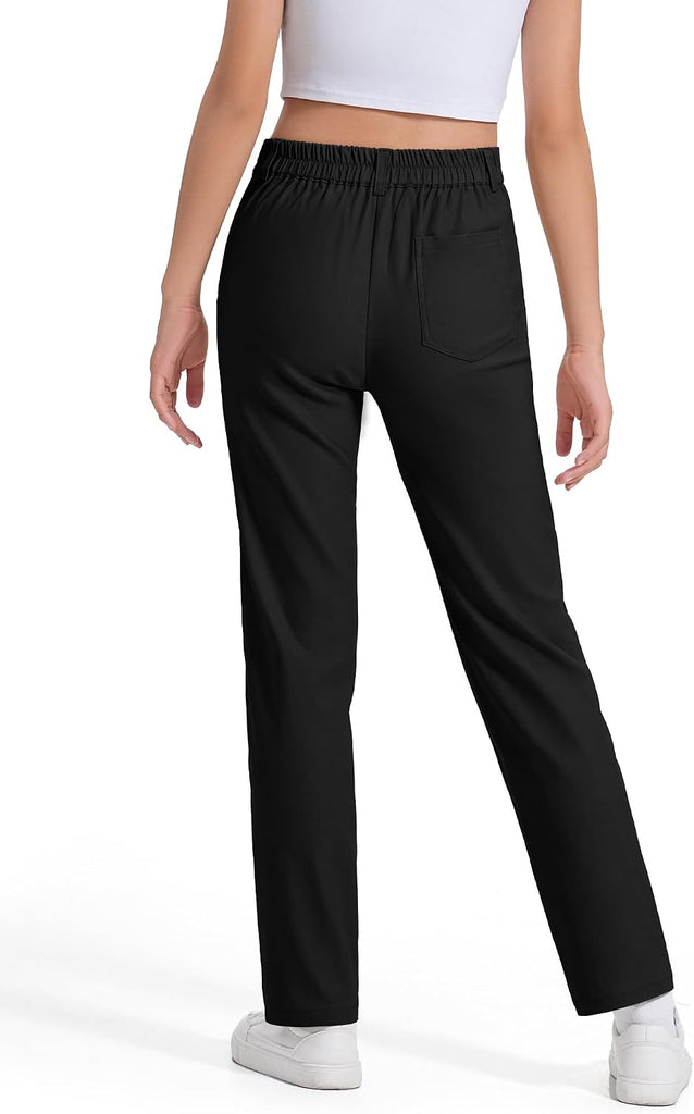 Girls Uniform Pants Kids Dress Pants High Stretchy with Pockets