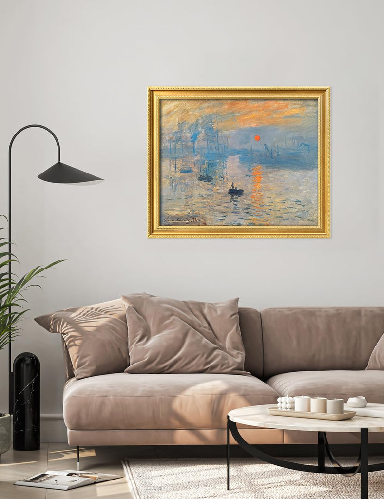 Claude Monet Wall Art Framed, Impression Sunrise, 35x29''