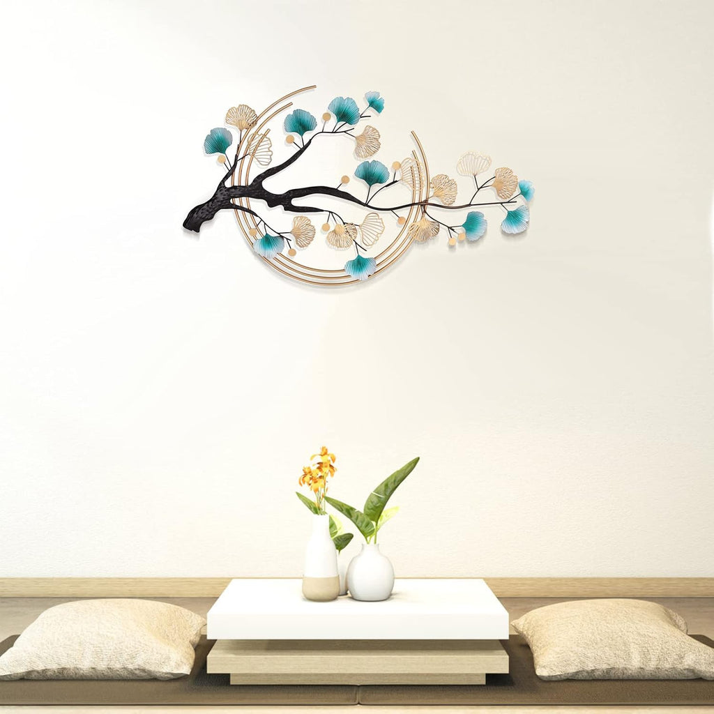 3D Ginkgo Tree Leaf Metal Wall Art, Ginkgo Leaf Metal Art Decor 3D Wall Sculpture with Baking Paint Process