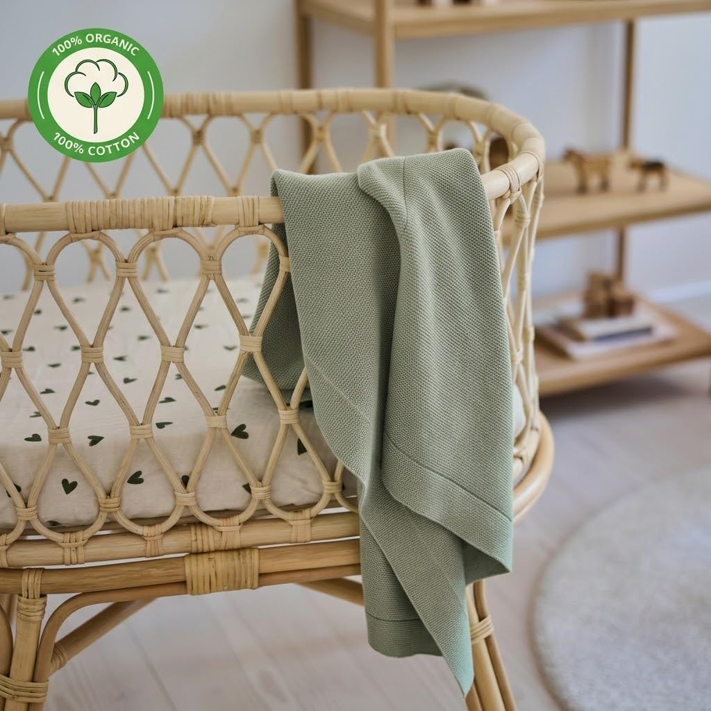 Ultra Soft Knit Baby Blanket - 100% Organic Cotton, Newborn Quilt