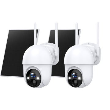 2-Pack Solar Security Camera Wireless Outdoor, 2K, Color Night Vision, Two-Way Talk, Dual Spotlights, Cloud/SD