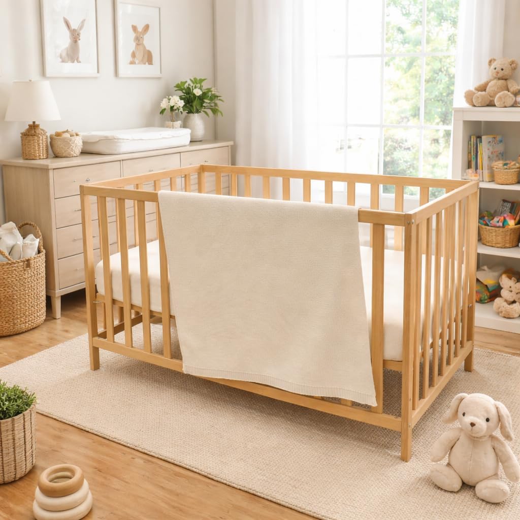 The Classic Blanket - 100% Organic Cotton Baby Blanket, American Made, 30x40in - Bassinet, Crib, Stroller - Gift