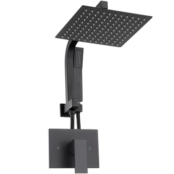 Matte Black Shower Faucet Set,10 Inch shower head with handheld combo