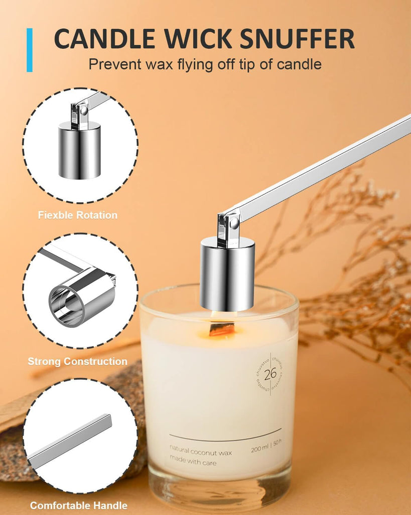 5 in 1 Candle Care Kit, Elegant Candle Wick Trimmer Set, Candle Lighter Set, Candle Snuffer, Candle Tray, Candle Wick