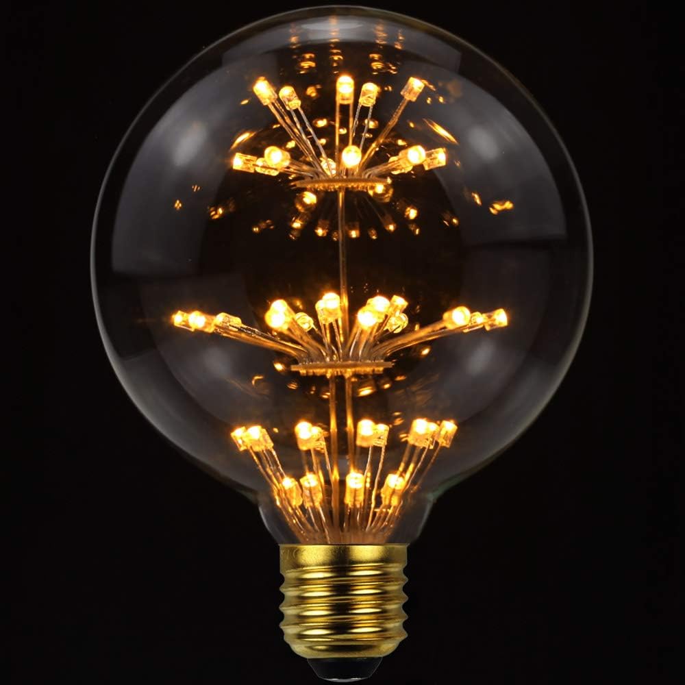Vintage Led Bulb G95 Firework 3Watts Edison Bulb 2200Kelvin Warmth Glow 110-130V Decorative Light Bulb
