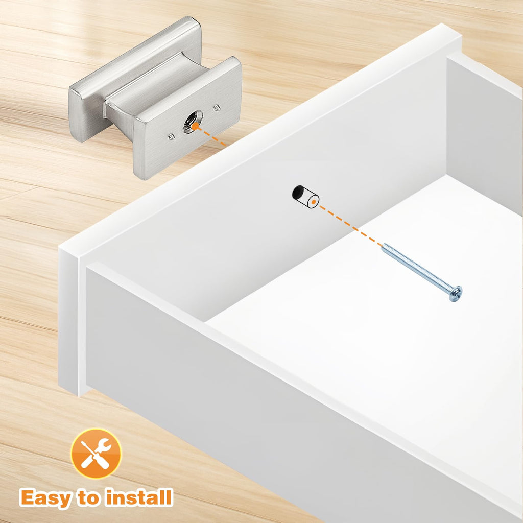 30 Pack Brushed Nickel Cabinet Knobs and Pulls, 1.5 Inch (38mm) Rectangle Single Hole Drawer Handles , Dresser