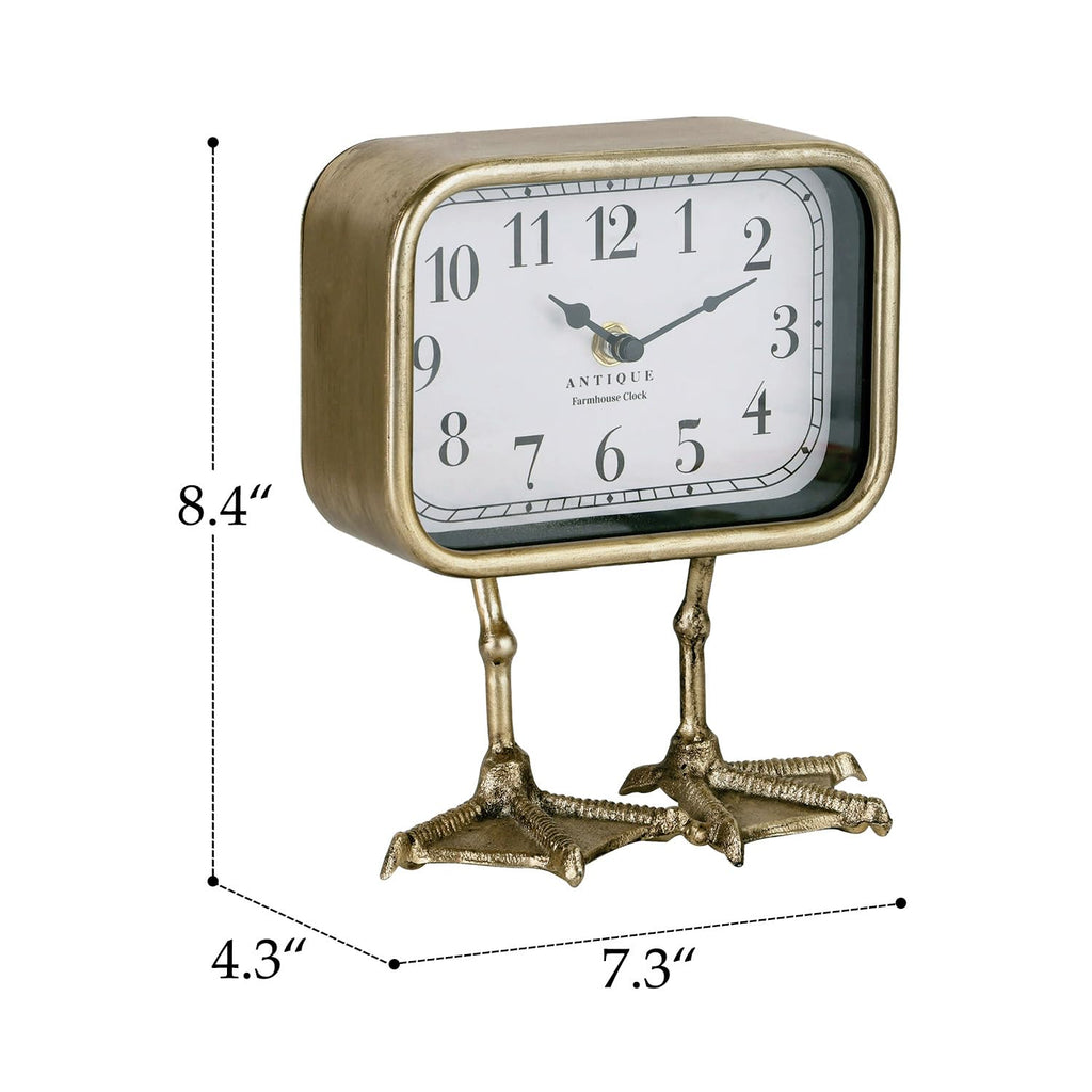 Vintage Table Top Clock, Cute Duck Paw Silent Shelf Desk Clock Battery Operated, Home Decor, Mantel, Bedroom