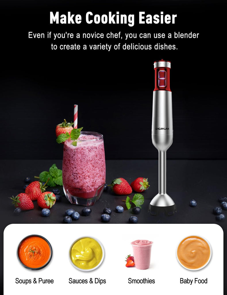 Powerful Immersion Blender handheld, 2026 New Update Hand Blender, Scratch-Resistant Corded Hand Mixer with