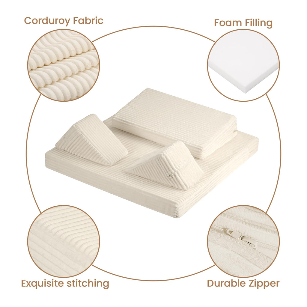 Meditation Cushion, Meditation Mat with Knee Support, Beige