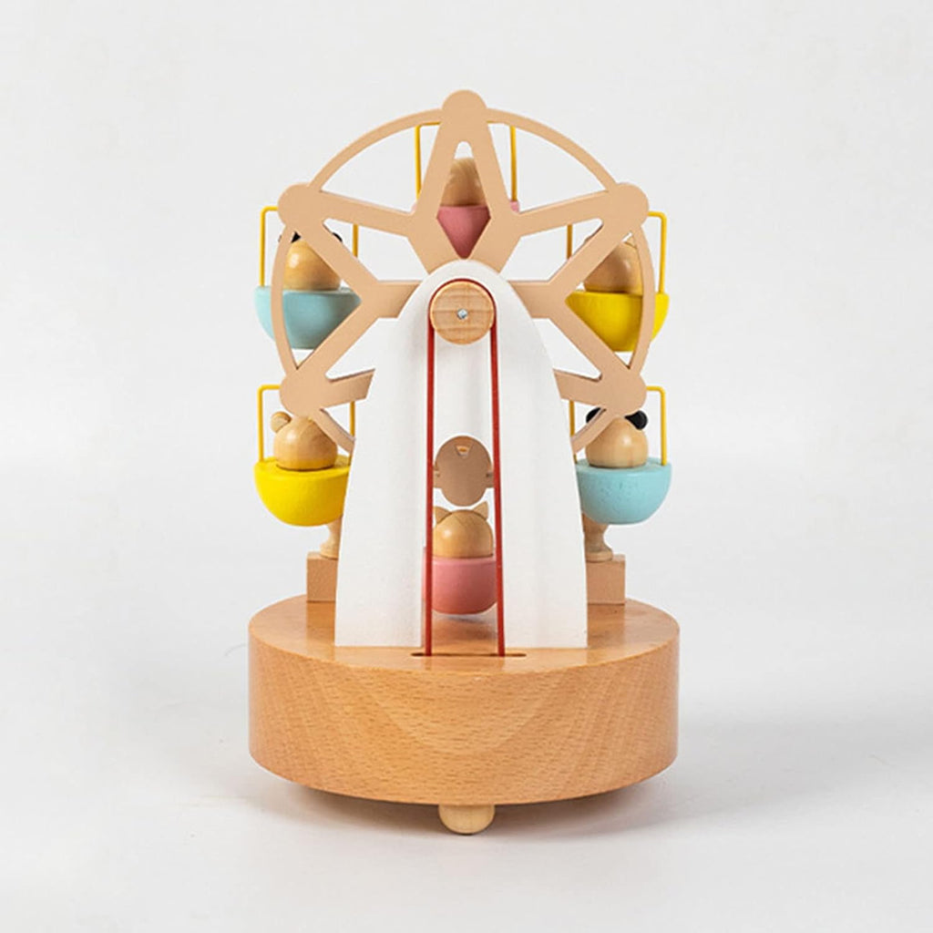 Windmill Music Box Ferris Wheel Carousel Wooden Ferris Wheel Music Box Wind Up Mechanism Rotating Ferris Wheel Music