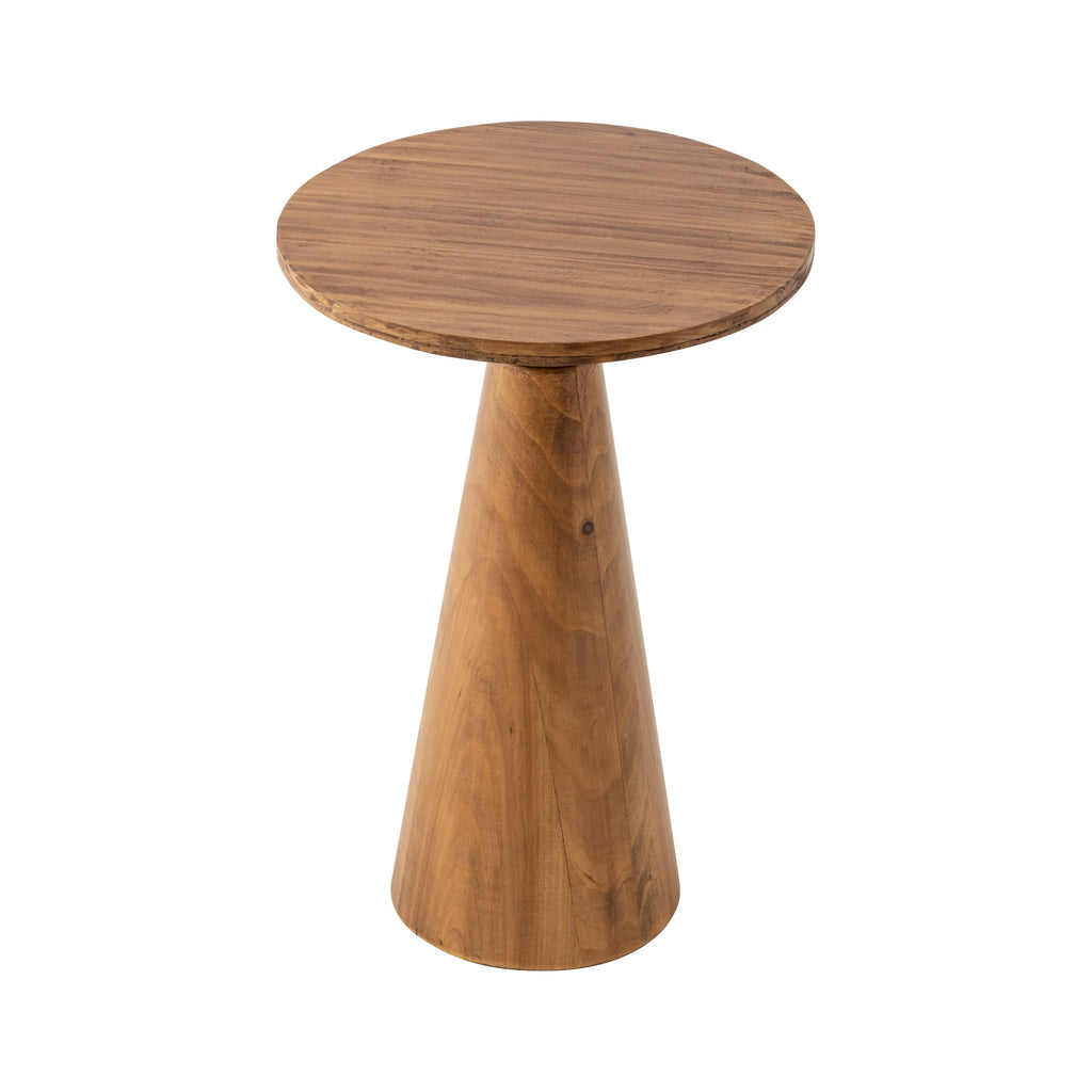 Small Pedestal End Table Round Farmhouse Martini Table, Walnut