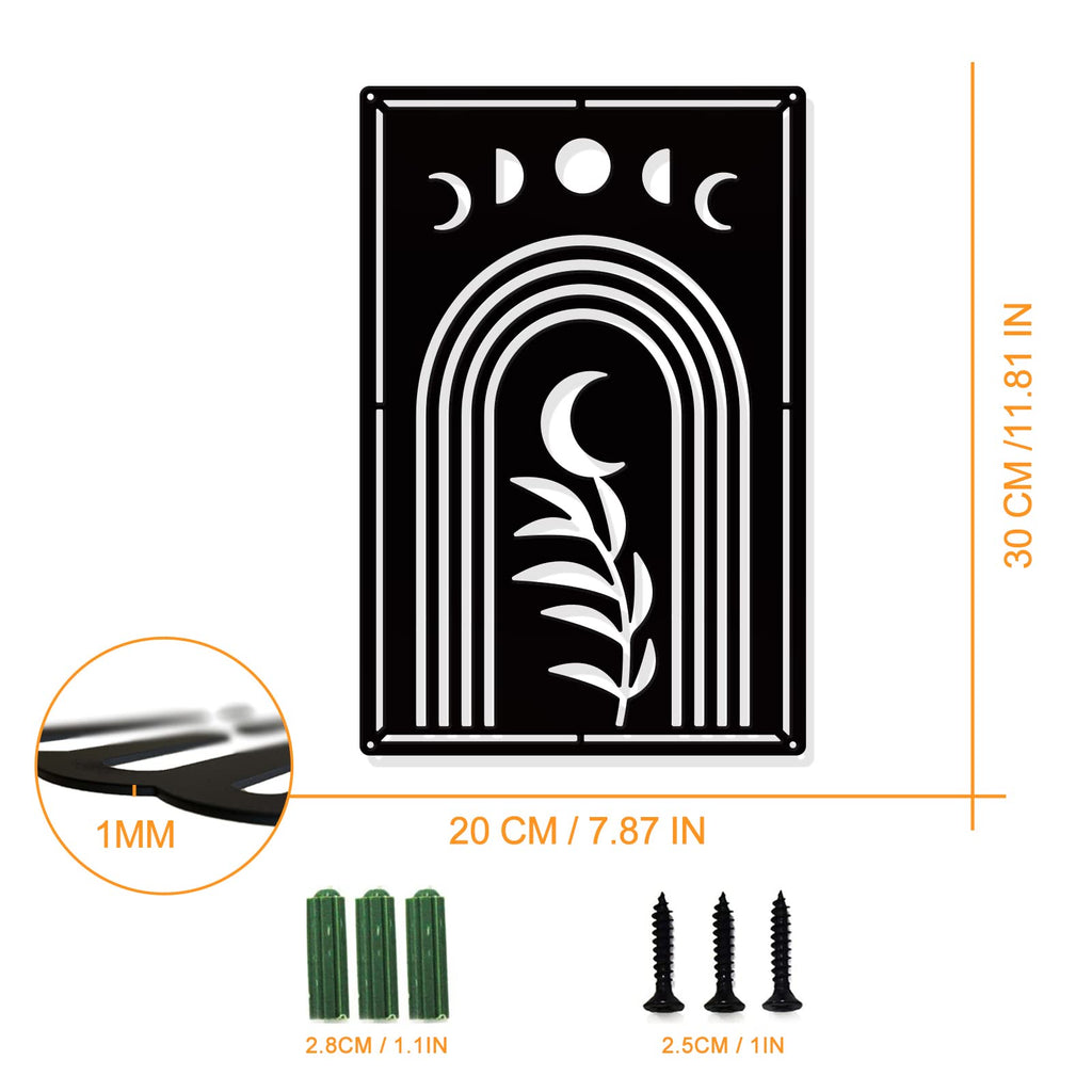Boho Metal Wall Art Decor, Minimalist Boho Abstract Wall Hanging Decor Phase Wall Art Silhouette Wall Art Living Room