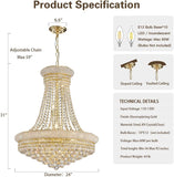 Modern Gold Crystal Chandelier Light - Diameter 23.6" Ceiling Haning Chandelier, Pendant Lighting for Living Room, Dining Room, Foyer, Entryway, Hallway A108-B0BRW322VT