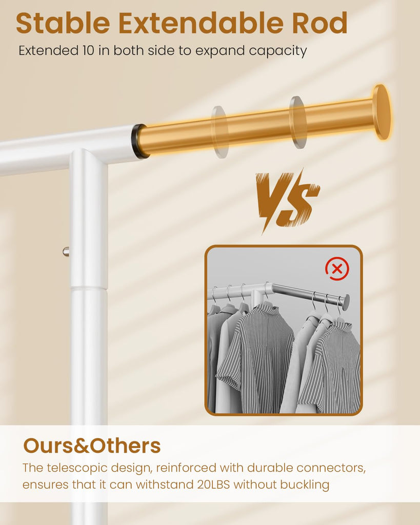 Heavy Duty Garment Rack, Metal Clothes Rack Load 450 LBS, Rolling Clothing Racks for Hanging Clothes with Lockable