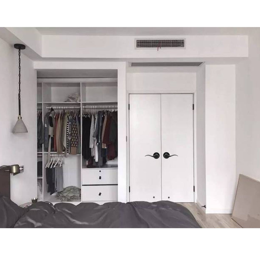 4 Pack Wave Style Dummy Door Levers, Matte Black Inactive Door Handle, 2 Right and 2 Left Handed Door Knobs