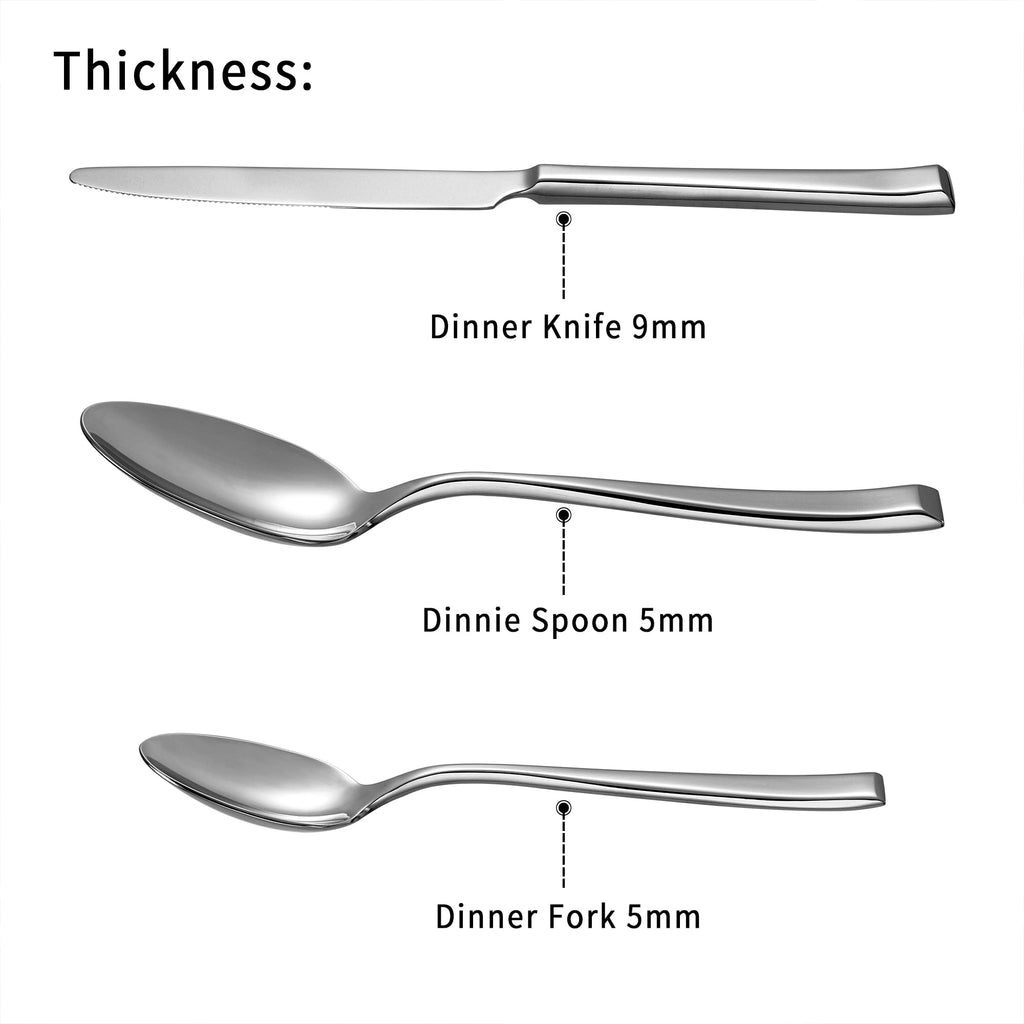20-Piece Forged Silverware Set, Flatware Set for 4, 18/10 Premium Heavy Duty Stainless Steel Cutlery Set with Square