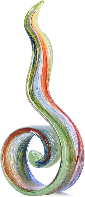 11.4" Tall Hand-Blown Glass Sculpture Murano-Style Sculpture Art Ornament Statue Figurines Home Decor Accent Piece