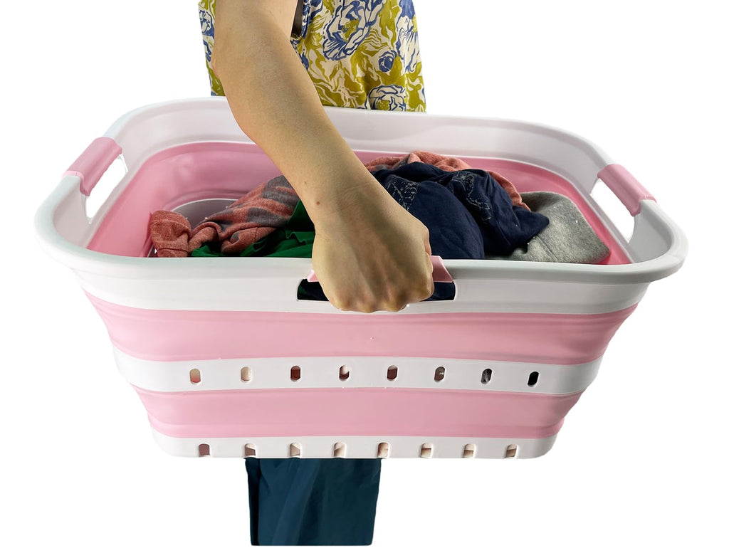 42 (11 Gallons) Collapsible Plastic Laundry Basket, Foldable Pop Up Storage Container/Organizer, Space Saving Hamper