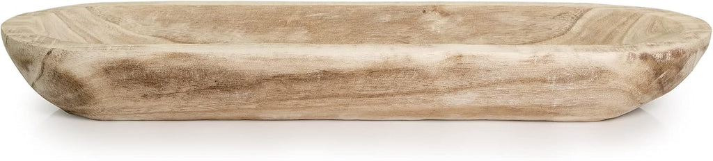 Paulownia Wood Decorative Dough Bowl for Centerpiece Display, Potpourri & Catch All (Long Oval Bowl)