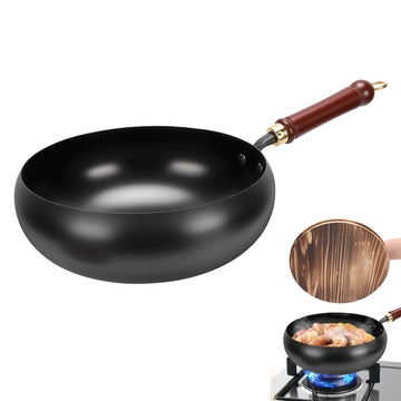 Suntuup Japanese Iron Pan, 28cm/11in Cast Iron Wok (Wooden lid)