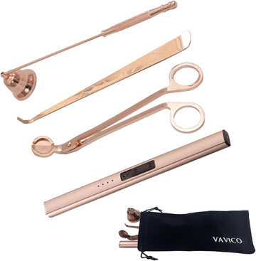 Candle Wick Trimmer Cutter Snuffer Arc Lighter Set Candle Care Kit Electric Plasma USB Rechargeable Long Windproof