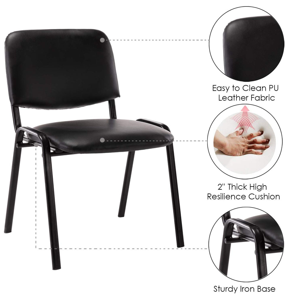 Leather Waiting Room Chairs Stackable Conference Room Chairs No Wheels Office Guest Chair for Reception School