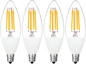 Dusk to Dawn Outdoor Sensor LED Edison Bulbs, 4W (40W Eqv.), 450LM, B11 LED Candelabra Bulb E12 Base, Auto On/Off