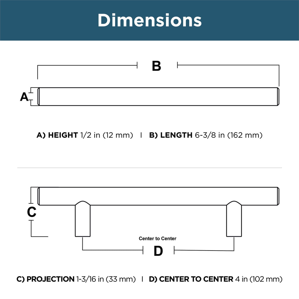 10-Pack) - Stainless Steel Cabinet Handles, 4 Inch Hole Center, Modern Pulls for Drawers, Kitchen Cabinet Door