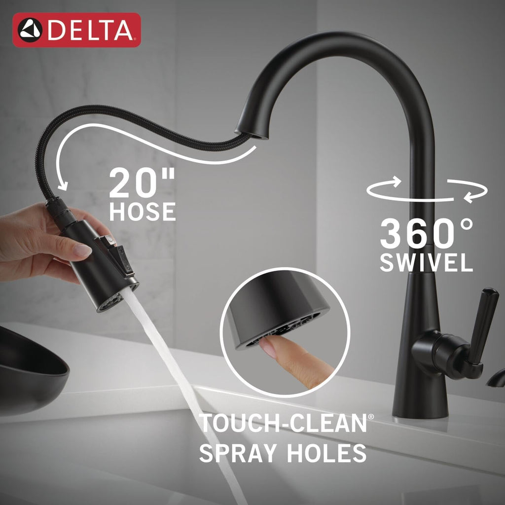 Boyd Matte Black Kitchen Faucet with Pull Down Sprayer and Soap Dispenser, Modern Single Hole Kitchen Sink Faucet