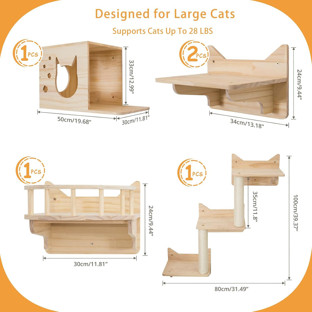 Cat Wall Shelves, 9-Piece Cat Wall Furniture for Large Cats