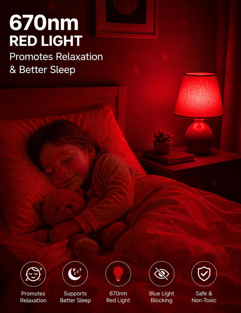 670nm Red Light Bulb for sleep, Amber Light Bulbs with Remote Control, Circadian Sleep Light Bulb, Blue Light