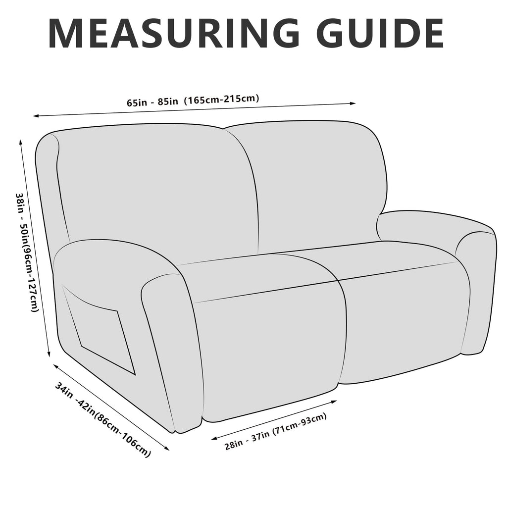 Loveseat Recliner Slipcover Large Size Oversized - 6 Pieces Stretch Leather Like Recliner Sofa Cover for 2 Seat Dual