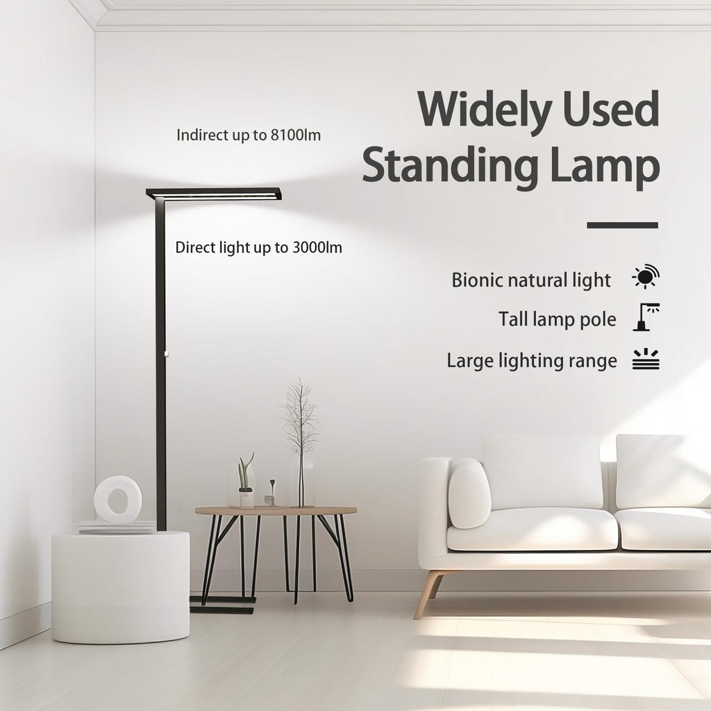76" Led Floor Lamp, 105W Eye-Care Free-Standing Lamp, Black