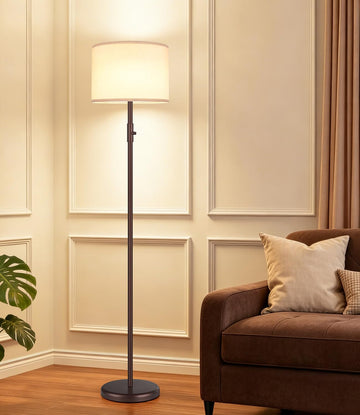 Upgraded】 Dimmable Floor Lamp, Modern Floor Lamps, Standing Lamp with Linen Shade, Tall Lamp Office Dining Room