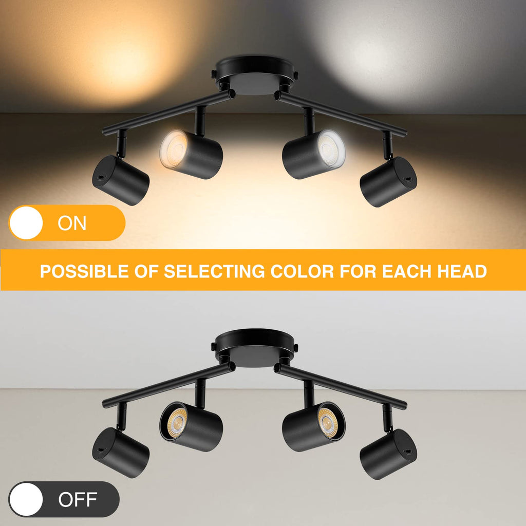 4 Light LED Track Lighting Fixtures Ceiling, Black