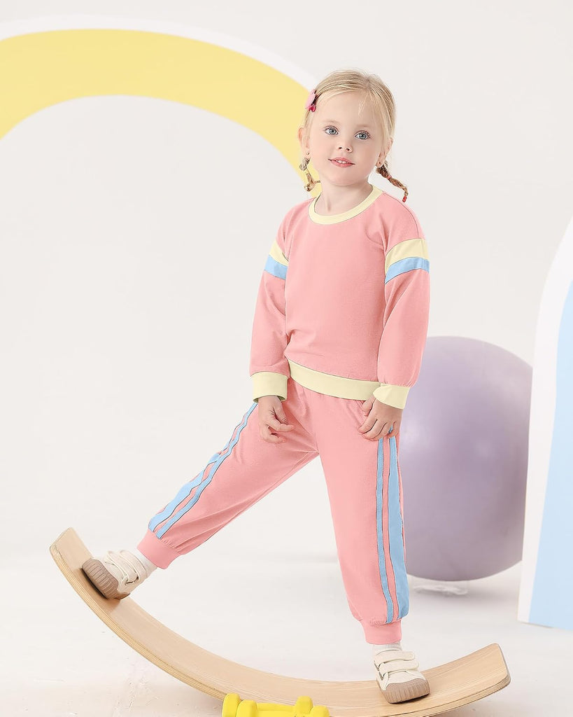 Toddler Girl Clothes Outfits Color Block Long Sleeves Top and Pants