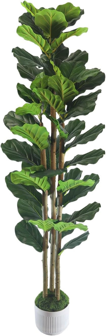 5FT Artificial Fiddle Leaf Fig Tree, Premium Fake Ficus Lyrata Plant in Decorative Planter Home Office Decor