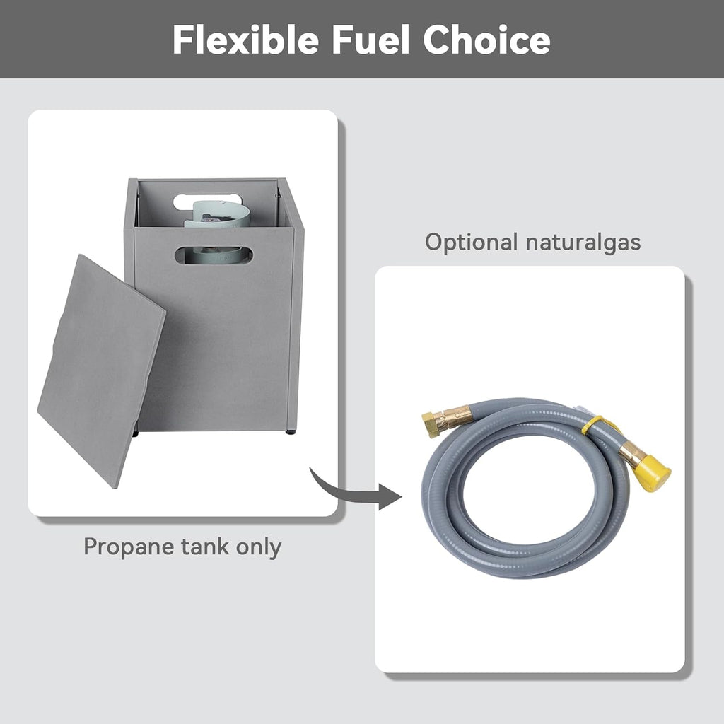 48in Natural Gas Fire Pit, Large Propane Fire Table with 10FT Gas Hose | 50,000 BTU Outdoor Fire table with Tank