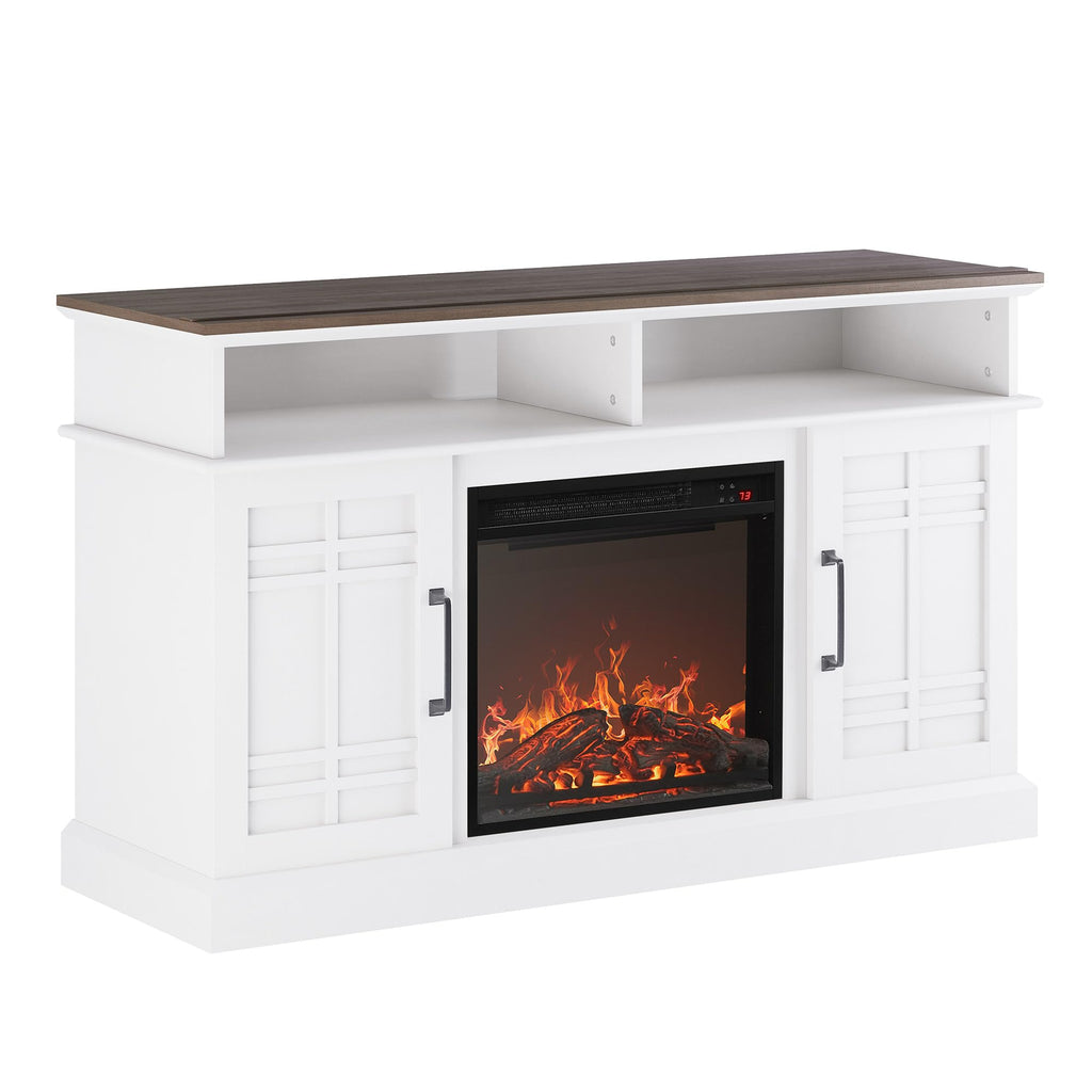 Norrell 48" TV Stand with 18" Electric Fireplace - White