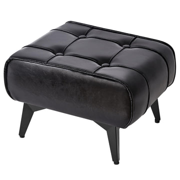 Ottoman, Foot Stool with Metal Legs, Faux Leather Stool, Pouf Couch Stool, Modern Multifunctional Small Square Accent