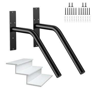 Angled Outdoor Handrail for 1-3 Steps, Metal Stair Support Rail for Porch