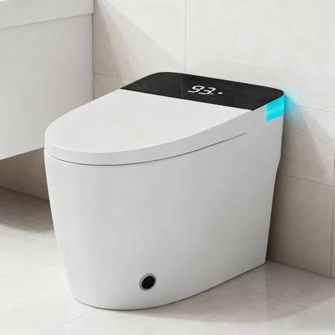 Smart Toilet with Heated Seat & Dual Auto Flush, Foot Sensor
