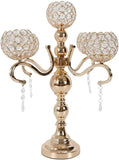 5-Arm Silver Crystal Candelabra Candle Holder Tall Floor Candle Holder with Clear Crystal Pendant Candelabras