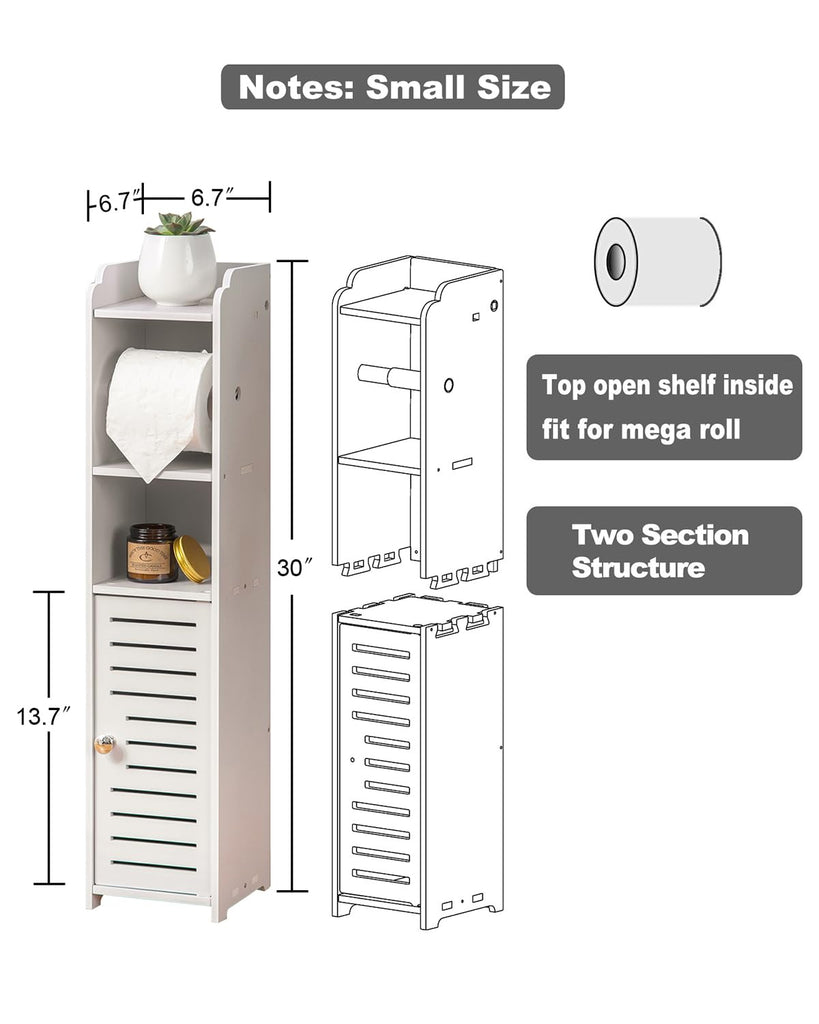 Toilet Paper Holder Stand: Small Space Bathroom Storage for Renters