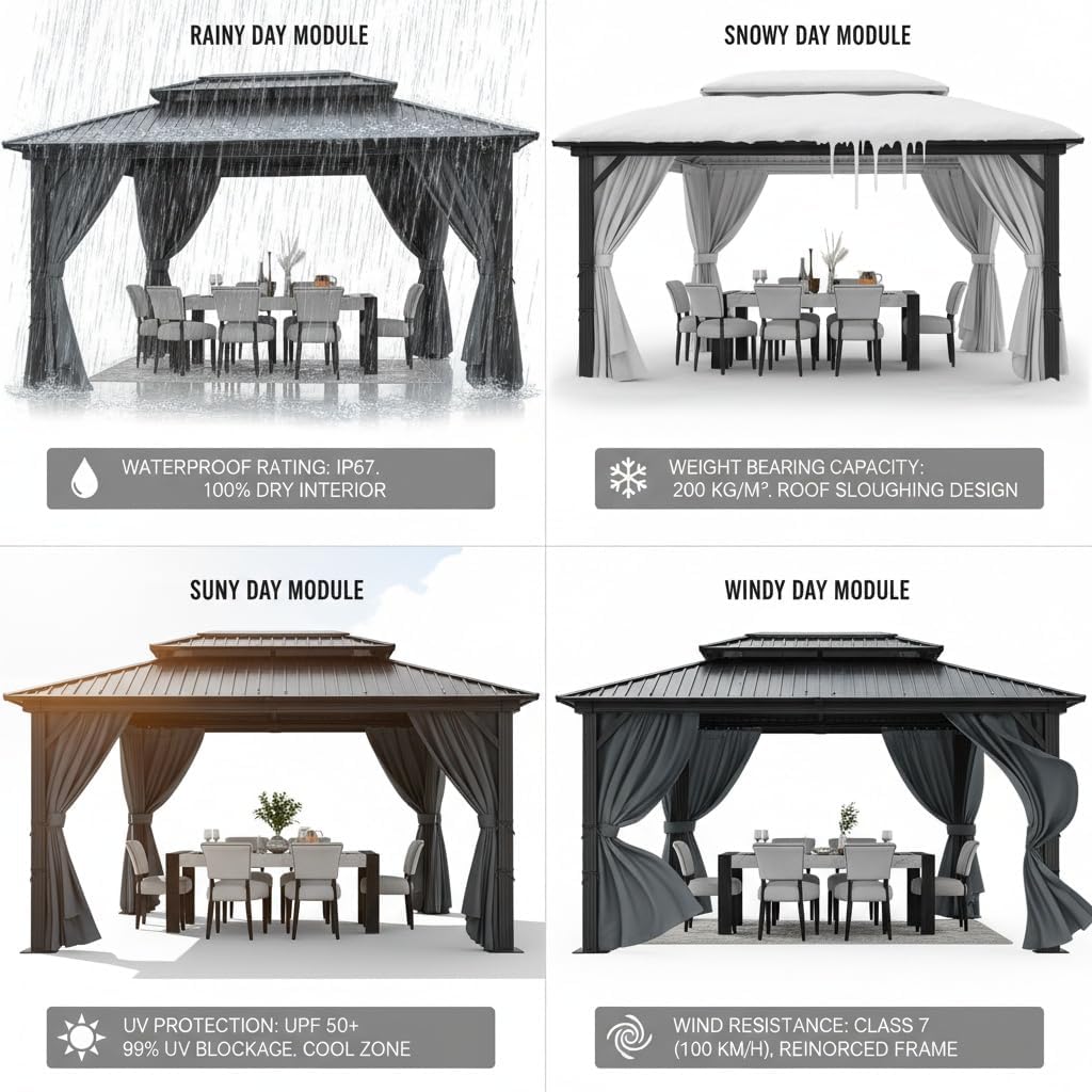 10x12 Hardtop Gazebo on Clearance with Heavy Duty Galvanized Steel Metal roof