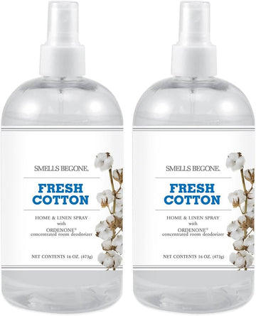 Air Freshener Home & Linen Spray - 16 oz - Odor Eliminator - Made with Essential Oils (Fresh Cotton) - Set of 2