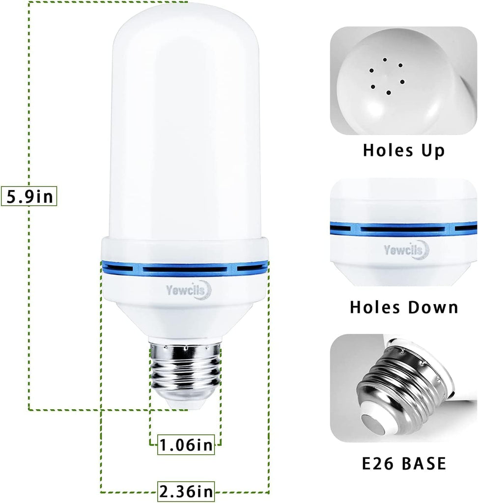 LED Flickering Effect Light Bulb, 4 Modes E26 Base Fire Light Bulbs with Gravity Sensor (Green - )