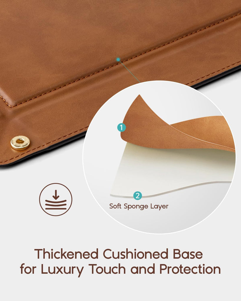 Travel Valet Tray, Foldable PU Leather Catchall Tray, Light Brown