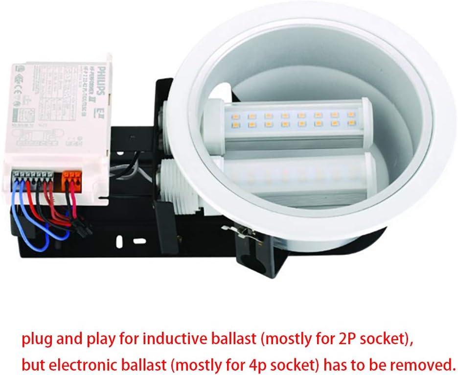 2pcs G24d 2Pin 7W Plug in CFL LED Bulb Replacement Rotatable PL Horizontal Recessed Downlight 600-800lm Sideview CFL